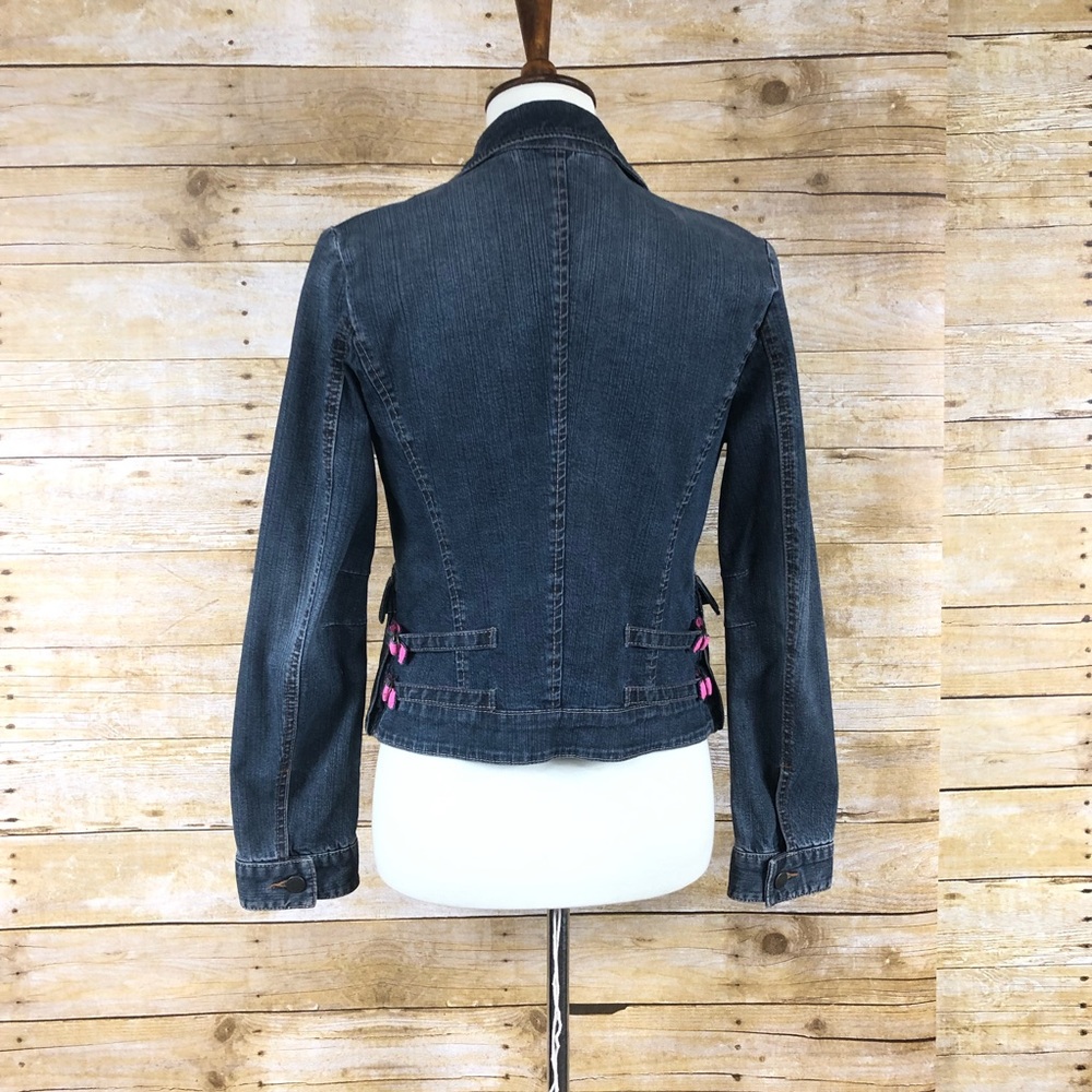 Express Button Down Denim Jacket Sz M - image 4